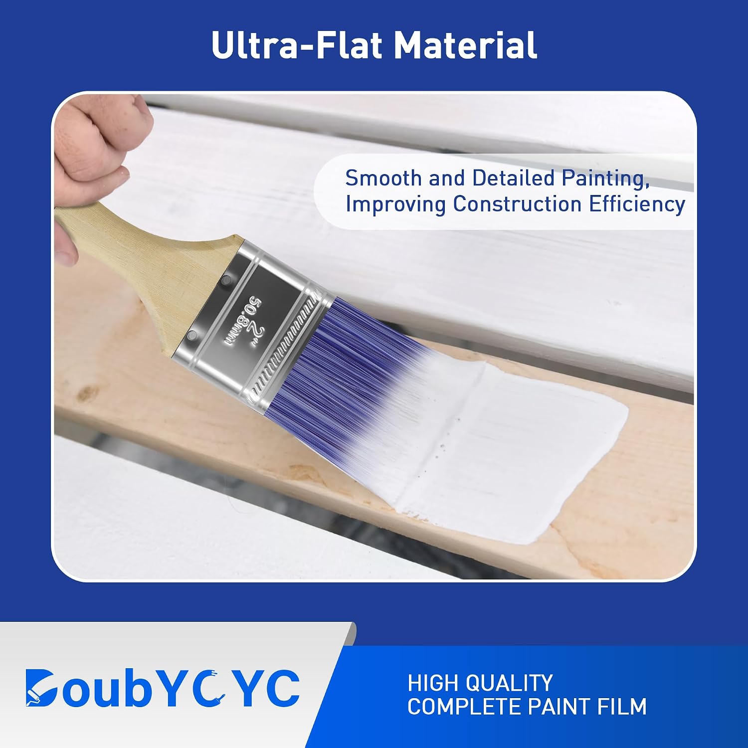 Paint Brushes - 4 Pack, 2" Flat Brushes, Paint Brush Set, Wood Paint Brushes for Walls, Stain & All Oil Paints - Home Improvement - Interior & Exterior Use thumbnail
