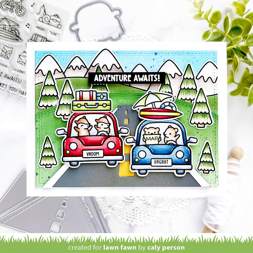 Lawn Fawn LF3167 Car Critters Road Trip Add-On 3X4 Clear Stamp Set