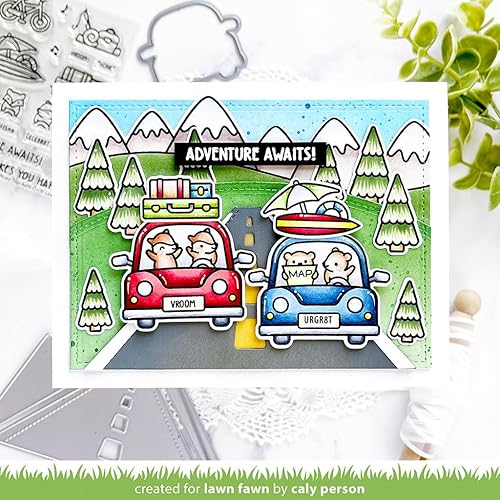 Miniatura 2 de Lawn Fawn LF3167 Car Critters Road Trip Add-On 3X4 Juego de sellos transparentes