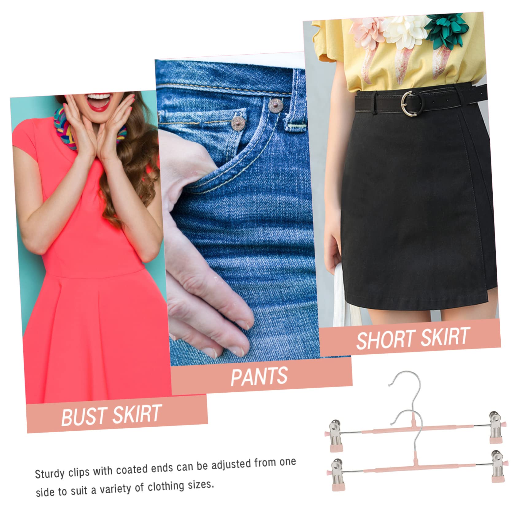 SOLUSTRE 5Pcs Skid Hangers Space Saving Clip Hangers for Skirts and Pants Heavy Duty Telescopic Design for Home Organization Nordic