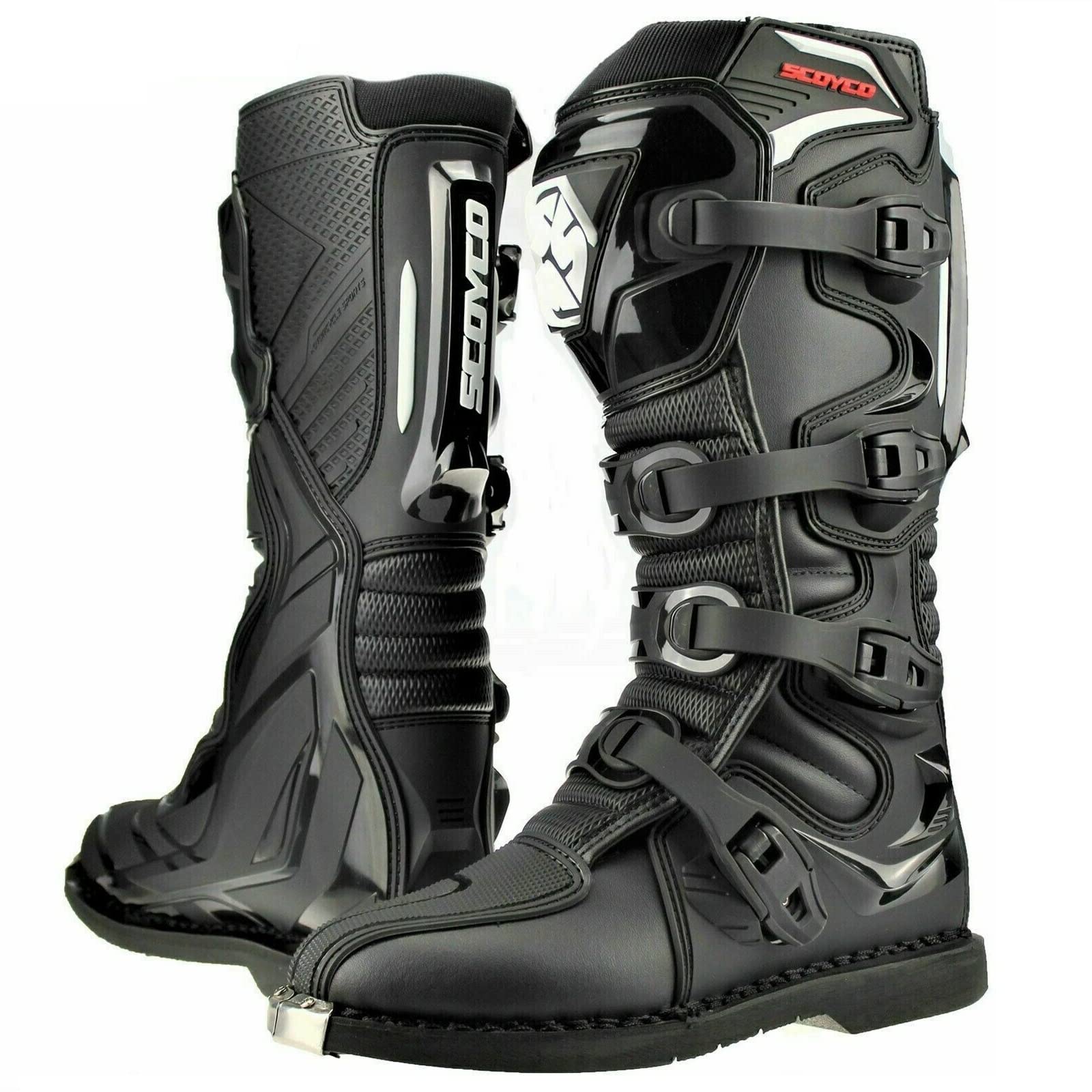 Motorbike Motocross Boots Mens Off Road Enduro ATV Quad CE Approved Protective Stitched Shoes Black