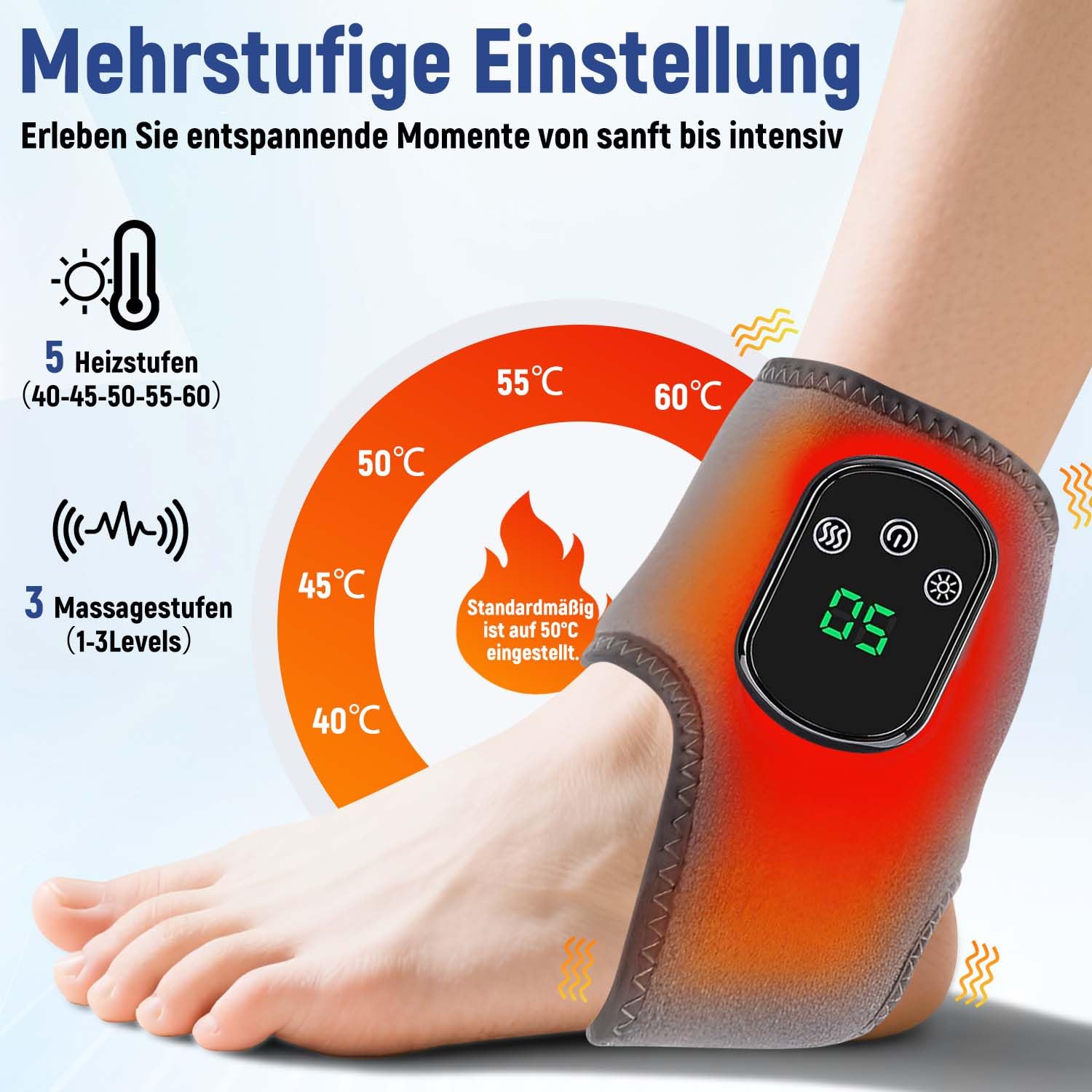 Massaggiatore per piedi, massaggiatore 3 in 1, massaggiatore per piedi, massaggiatore per piedi, massaggiatore senza fili, 3 modalità e 5 livelli di calore, scaldapiedi con massaggiatore per caviglia