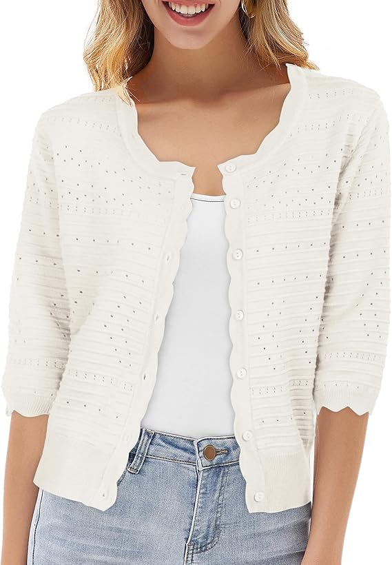 GRACE KARIN Women's Button Down Vee Neck Long Sleeve Rib Knit Cardigan Sweaters