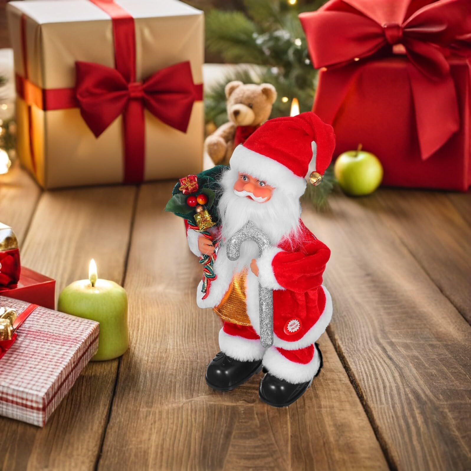 GALPADA Juguete de Papá Noel Eléctrico con Música y Movimiento Muñeco de Navidad Decorativo para Regalos de Fiesta y Adornos Navideños Casa