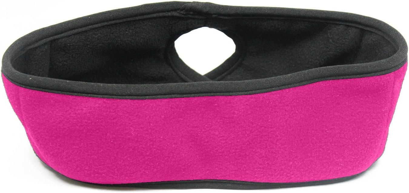 Ponytail Sports Headband by Sportly– One Size Fits All, Cool Weather Womens’ Headband for Ponytail, Non-slip Spandex Fleece, Wicks Away Moisture, Keeps Hair From Face During Workouts - Pink Black