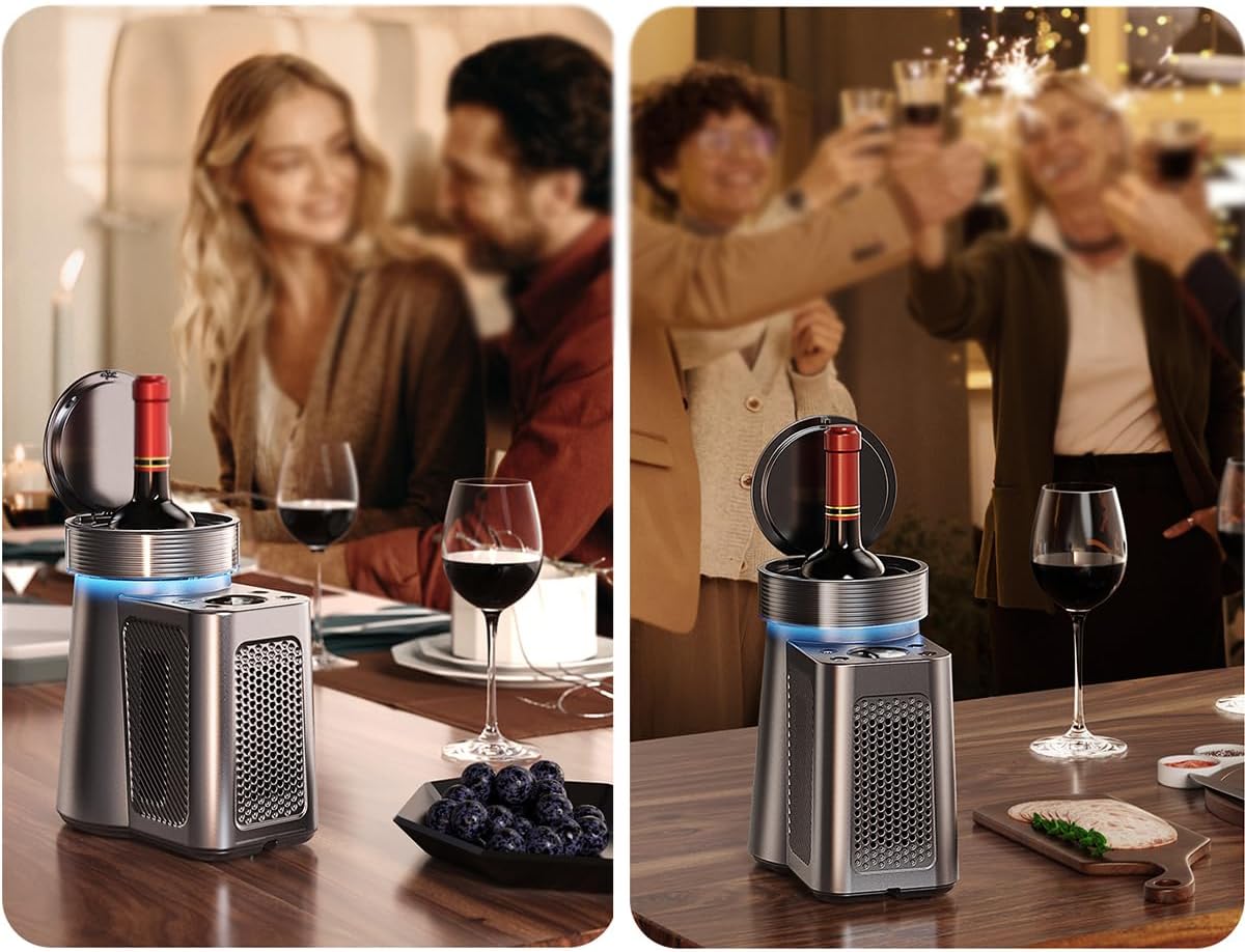 Electric Wine Chiller, 35℉-68℉ or 2℃-20℃ Temperature Control Portable Single Bottle Cooler Wine Cooler Bucket for 750ml Red/White Wine or Some Champagne for Cooler Keep Cold Up to 24h