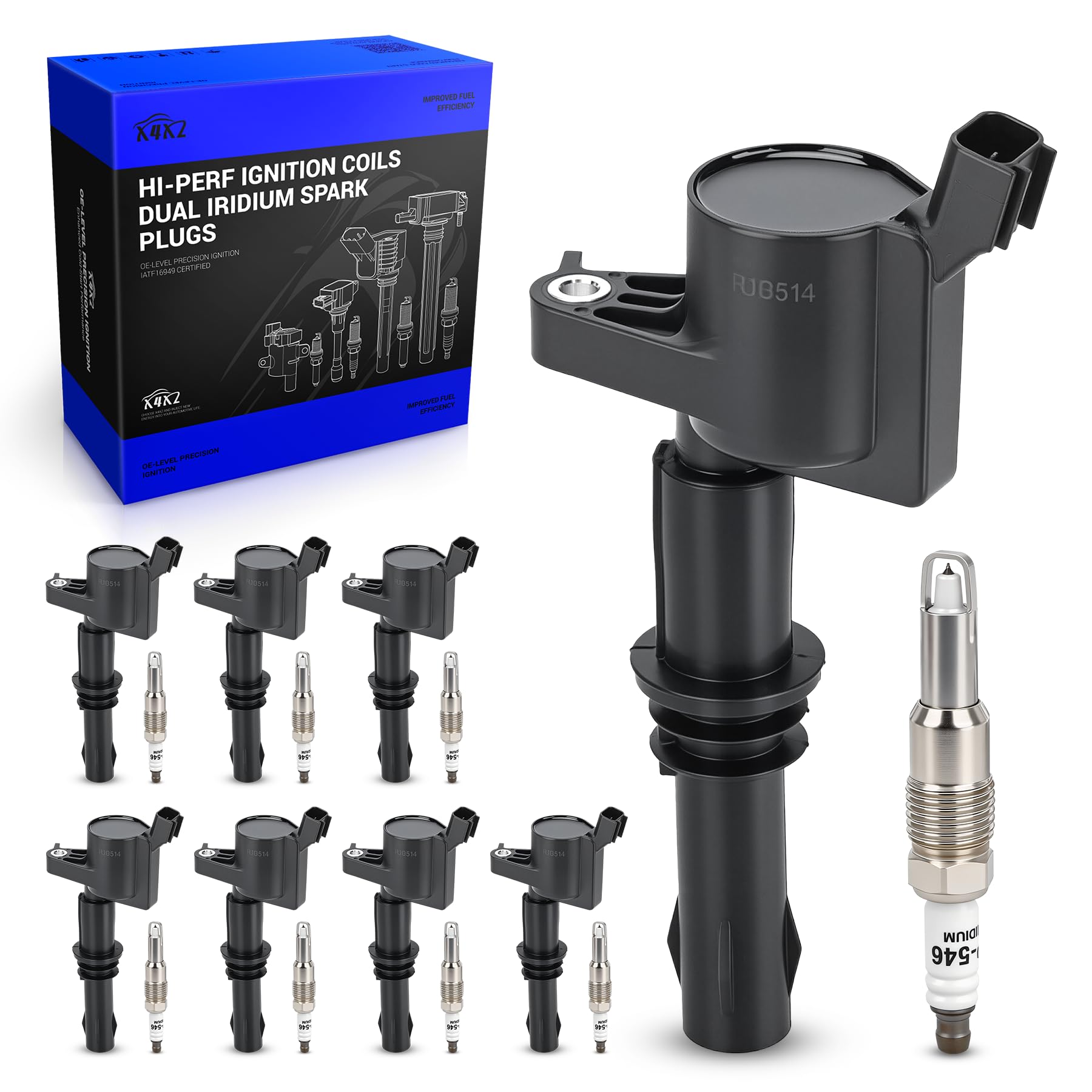 DG511 Ignition Coil &amp; SP546 Iridium Spark Plugs OE# FD508 UF537 7C3E12405AB
