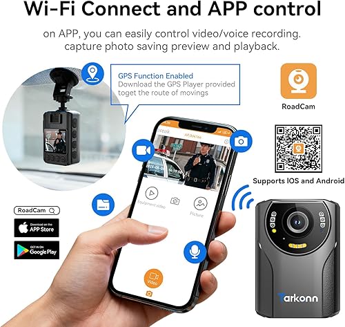 Miniatura 6 de Cámara corporal, cámara corporal FHD 1080P con visión nocturna, batería de 4000 mAh, GPS, cámara desgastada por el cuerpo 64G para la aplicación