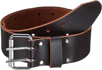LAUTUS 2" Leather Tool Belt Heavy Duty Genuine Top-Grain Leather Work Belt with Double Prong Buckle, Adjustable 30"-46" Waist, Carpenter & Electrician Construction Belt