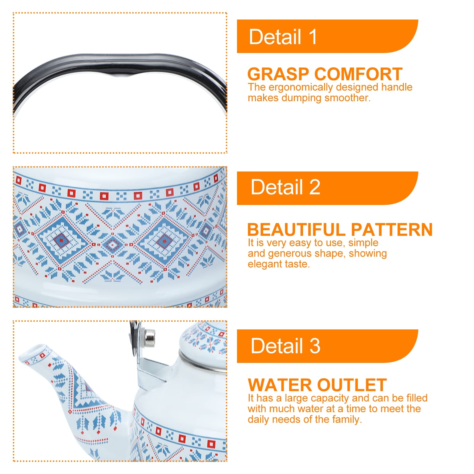 Housoutil Tetera Doméstica Esmaltada de 1.1l Cuerpo de Acero Inoxidable, Diseño Elegante y Fácil de Llenar para Uso la Casa la Cocina