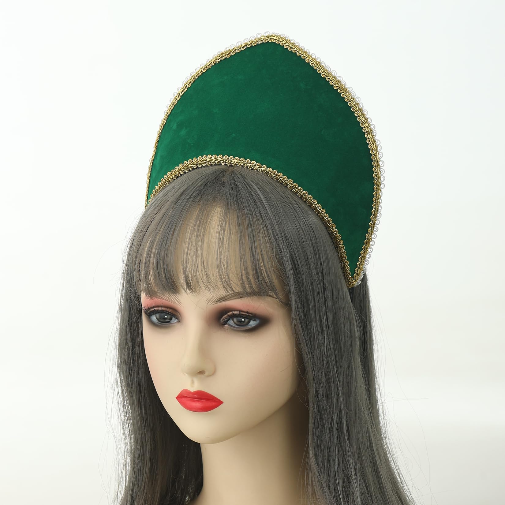 BPURB Women's Tudor Headband Renaissance Anne Boleyn Hat Elizabethan Headwear Halloween Costumes (Height:11.5cm/4.53 inch) - Image 5