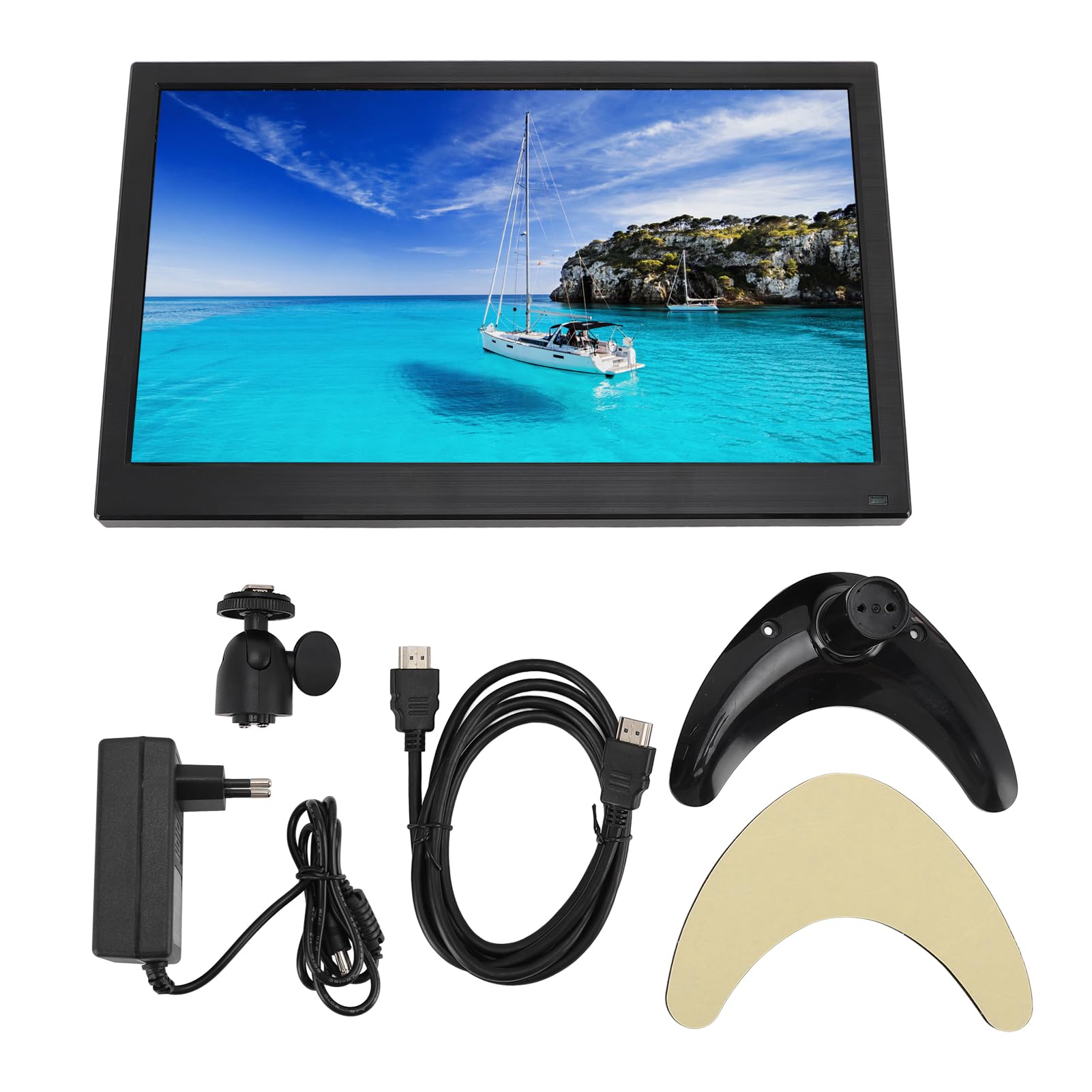Asixxsix Monitor de Seguridad, 14 Pulgadas 1920x1080 cámara de Seguridad de la Pantalla del Monitor, PC NVR Ordenador, DVR Monitor, Built-in Dual Speakers, BNC, AV, VGA, HDMI, (Enchufe de