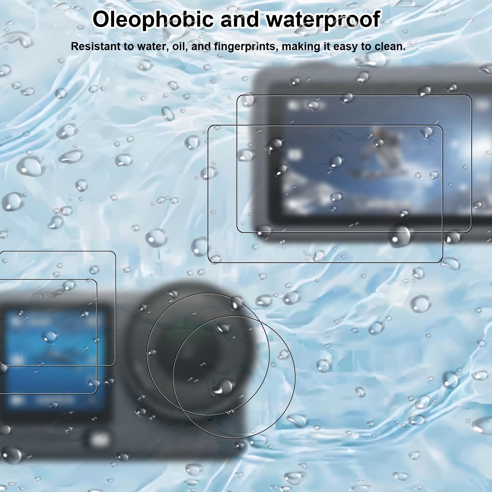 Osłona Ekranu Obiektywu dla DJI Osmo Action 6, Przednia/Tylna Osłona Ekranu Hartowanego Szkła HD Ochrona przed Zarysowaniami Folia na Obiektyw Silikonową Nakładką Bez Pęcherzyków Zestaw Akcesoriów