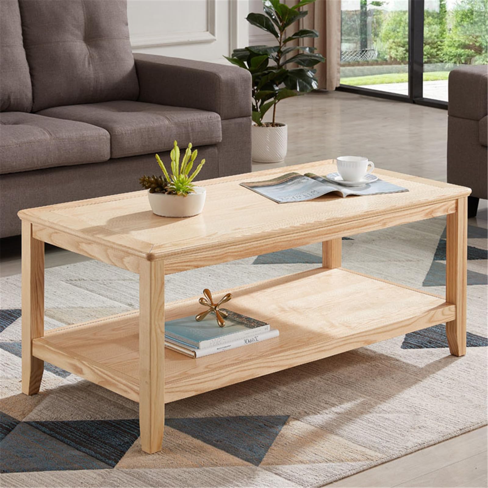 Tavolino Da Salotto Industriale - 2 Ripiani, Legno E Acciaio, Max 125kg
