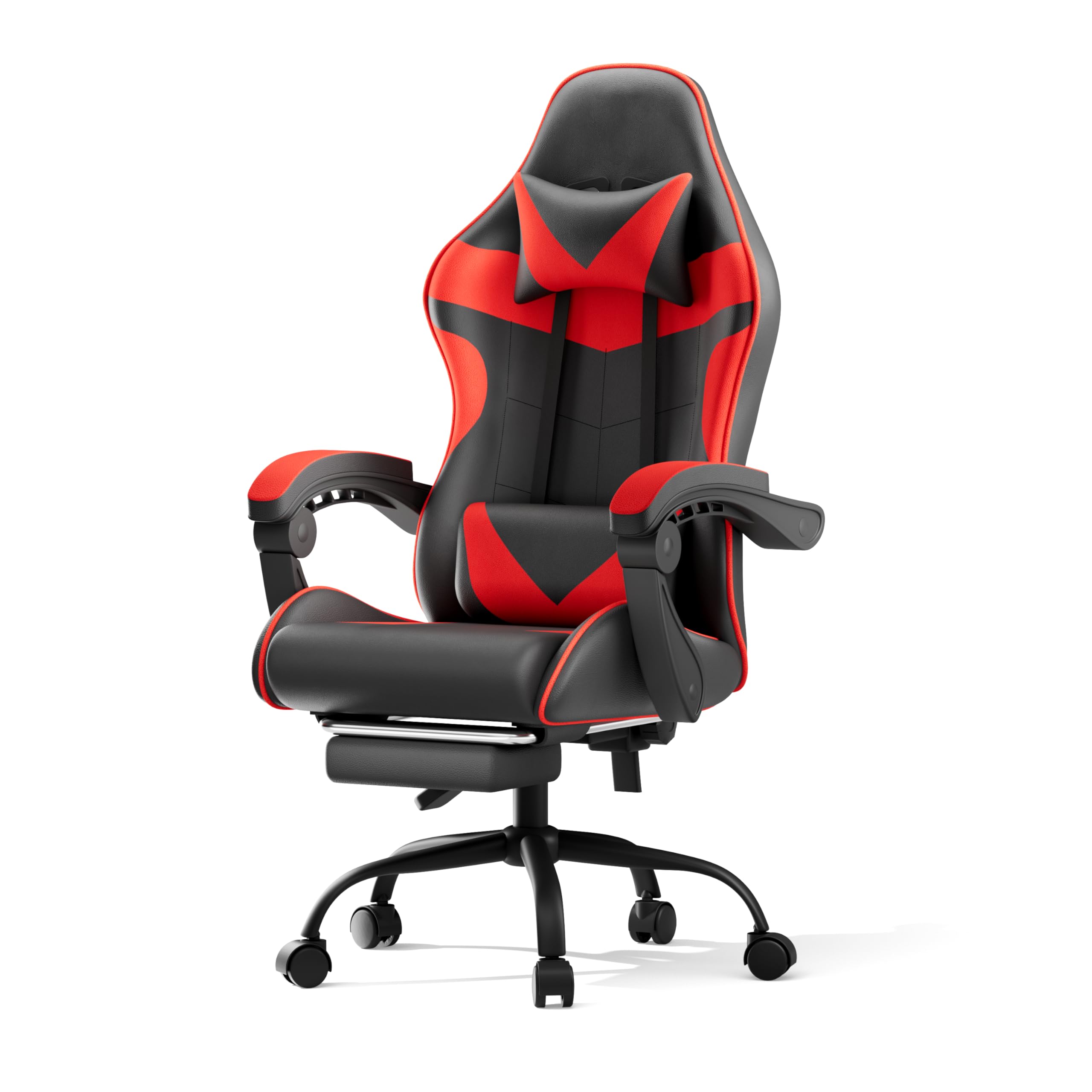 Gaming Chair, Ergonomic Computer Chair with 90°-150° Reclining Backrest & Footrest, Headrest & Lumbar Support, 360° Swivel Height Adjustable Desk Chair, High Back for Adults