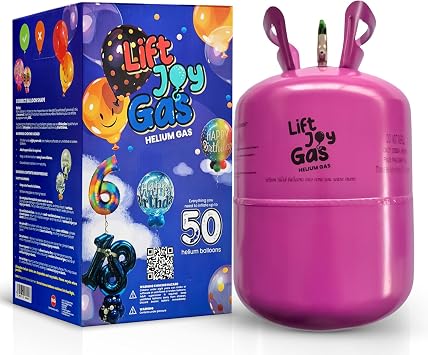 Lift Joy Disposable Helium Gas Canister - Fills up to 50 x 9 Inch Latex or 18 Foil Balloons - Portable Party Balloon Cylinder, Easy to Use
