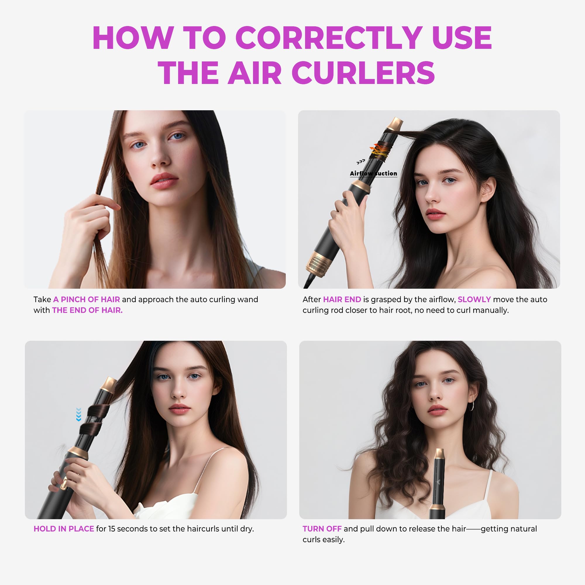 UMIGA Hairstyler 5 in 1 Airstyler Haarstyler Luft Lockenstab Föhn Thermal Brush Glättbürste Set Multistyler Rundbürstenföhn Warmluftbürste Haarstyling Geräte Hair Dryer Geschenke für Frauen, Schwarz