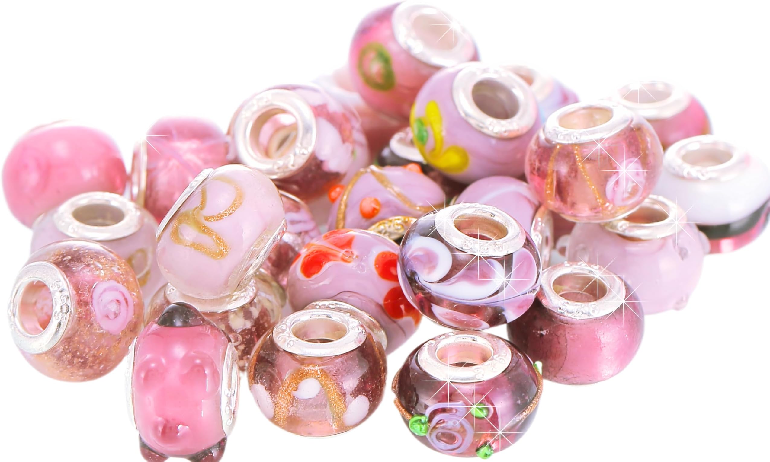 100Pc Purple Charms for Bracelets - Complete with Organiser Box - Birthday Gift for Her Mum Daughter Sister