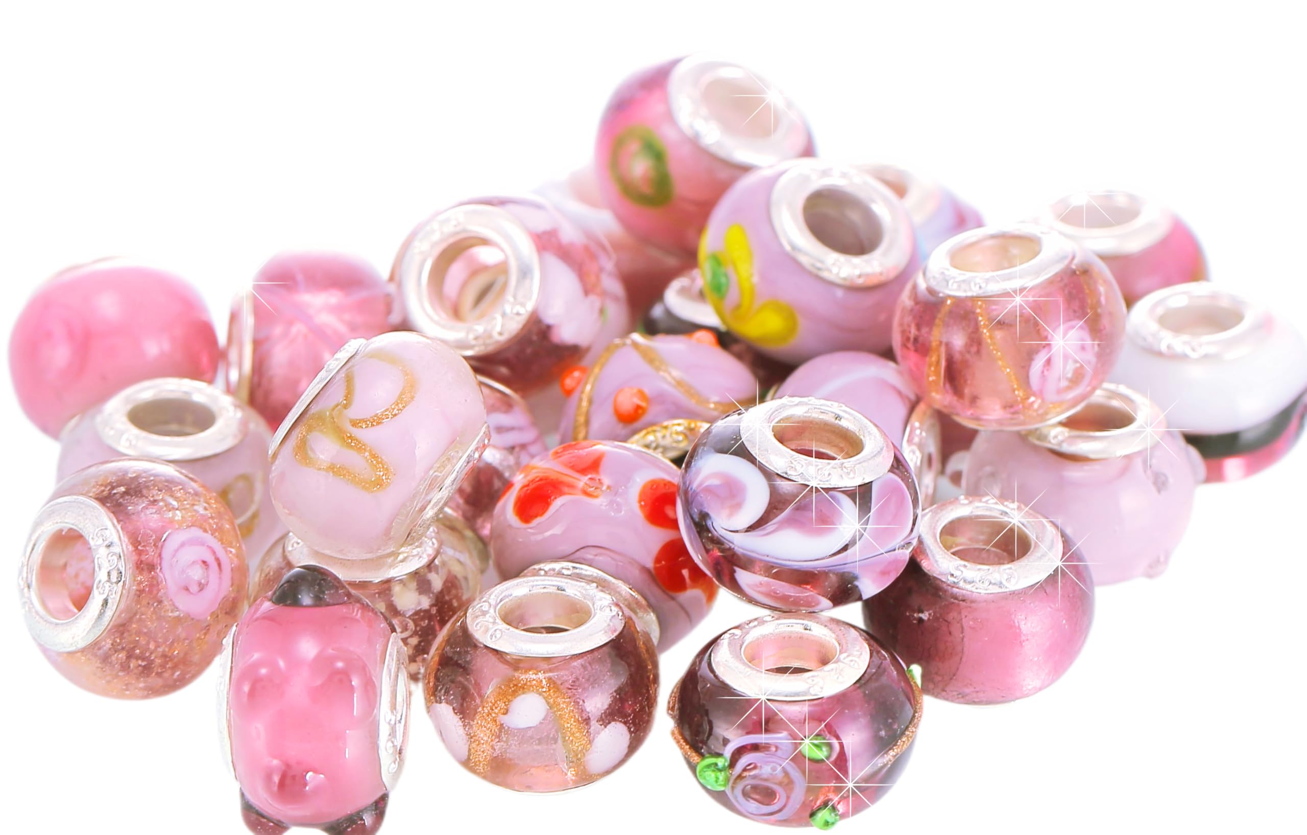 100Pc Purple Charms for Bracelets - Complete with Organiser Box - Birthday Gift for Her Mum Daughter Sister