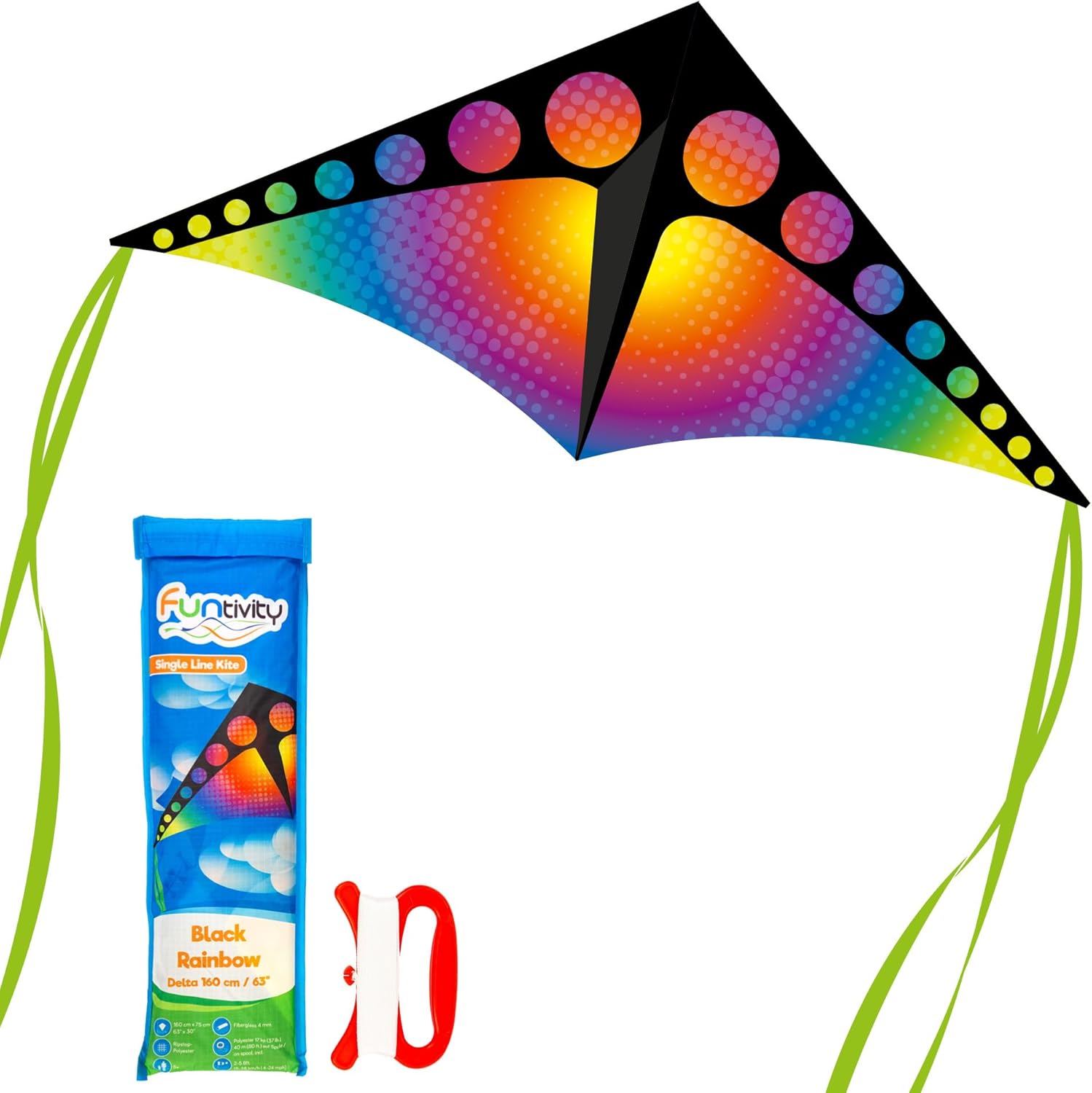 Children's Kite Single Line Kite for Climbing, Low Wind, Children from 5 Years, Includes 17kp Polyester Cord on Handle, 2-5 Bft