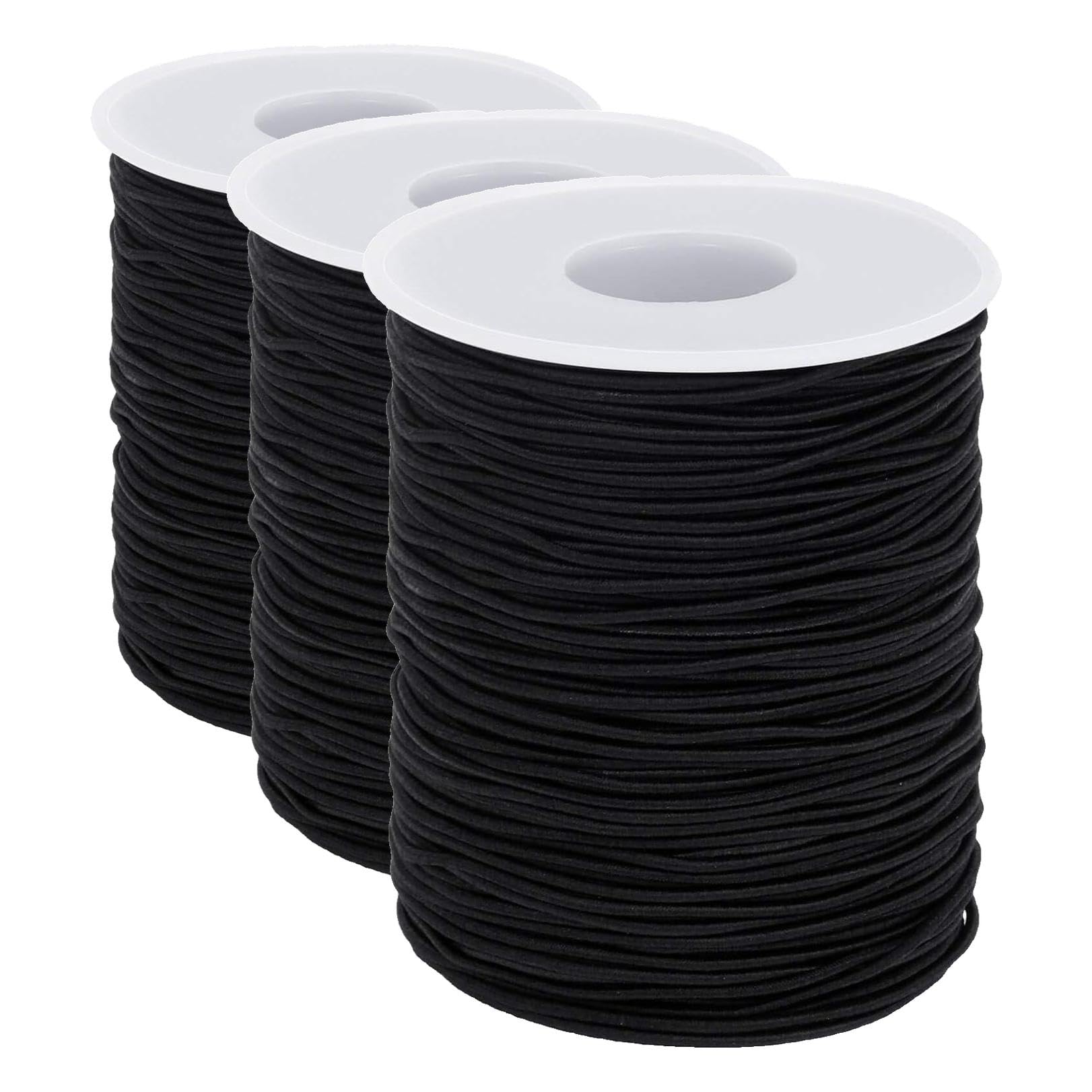 Elastic String for Bracelets, Selizo Elastic Cord for Jewelry, Stretchy String for Necklace Making, Beading and Sewing (1.2 MM, 109 Yards, Black) (Pack of 3)