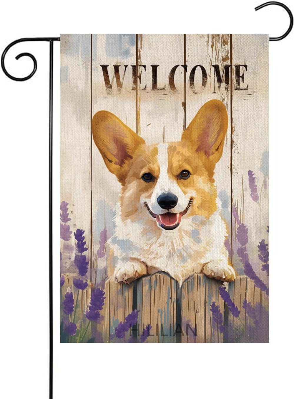 Ogiselestyle Gartenflagge „Spring Corgi Mit Blume“ – Doppelseitig, Jute-Optik, 31,3 X 45,7 Cm