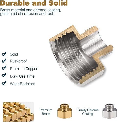 Miniatura 3 de WOWOW Adaptador de manguera de agua de latón, G 12 hembra a 38 macho adaptador reductor de latón para grifería manguera de agua, adaptador de