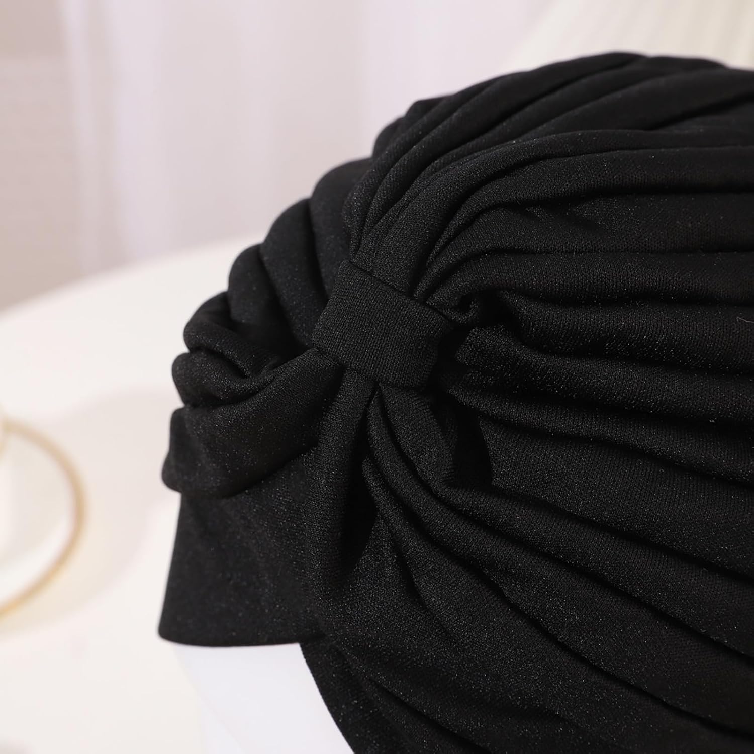 Women Men Turban Hat, Vintage Polyester Pleated Head Wrap Headband Cross Twist Arab Hair Wrap Chemo Turban Headwear image 4