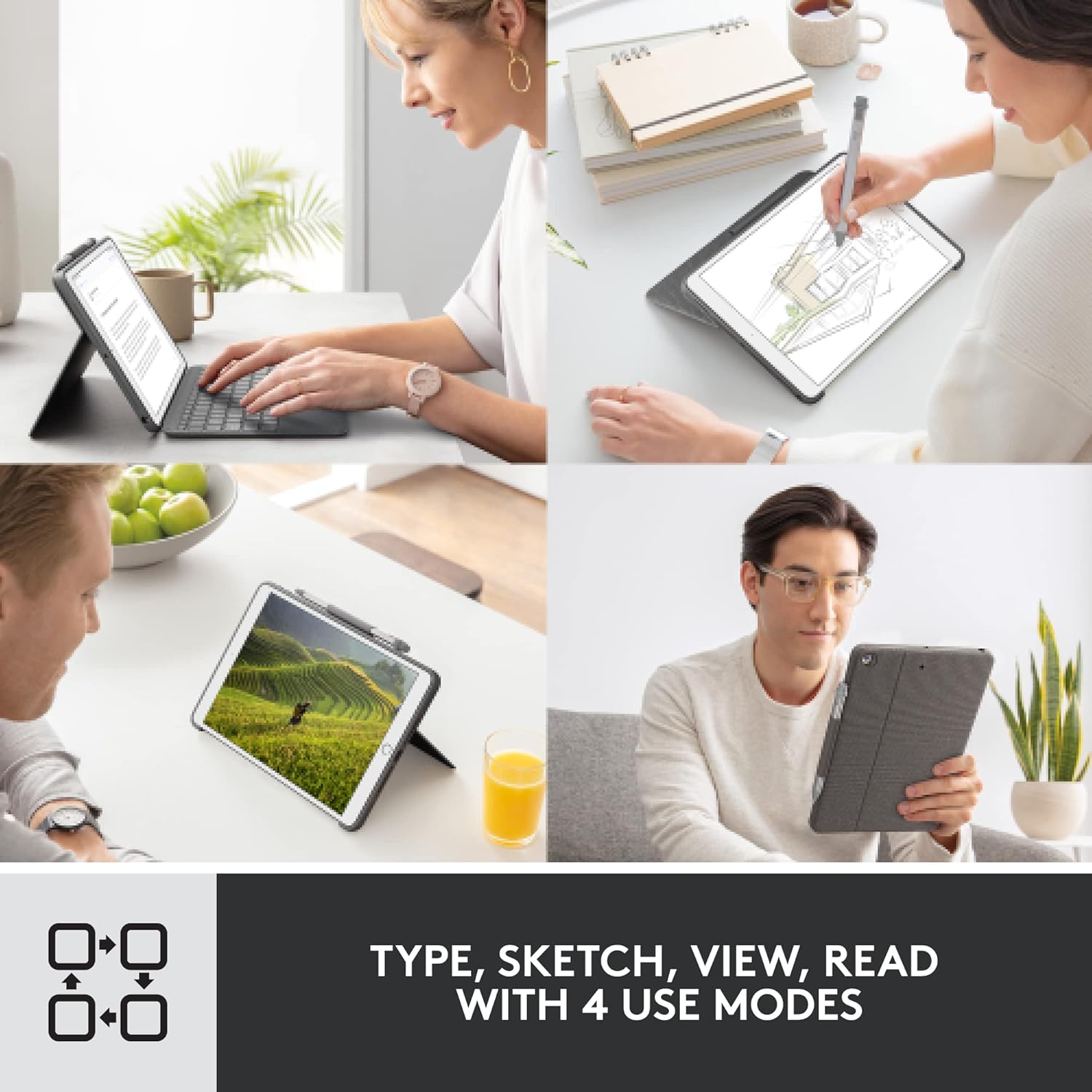 Logitech Combo Touch Keyboard Case for iPad (7th gen - 2019 | 8th gen - 2020 | 9th gen - 2021) Crayon Grey Digital Pencil for All iPads (2018 Releases and Later)