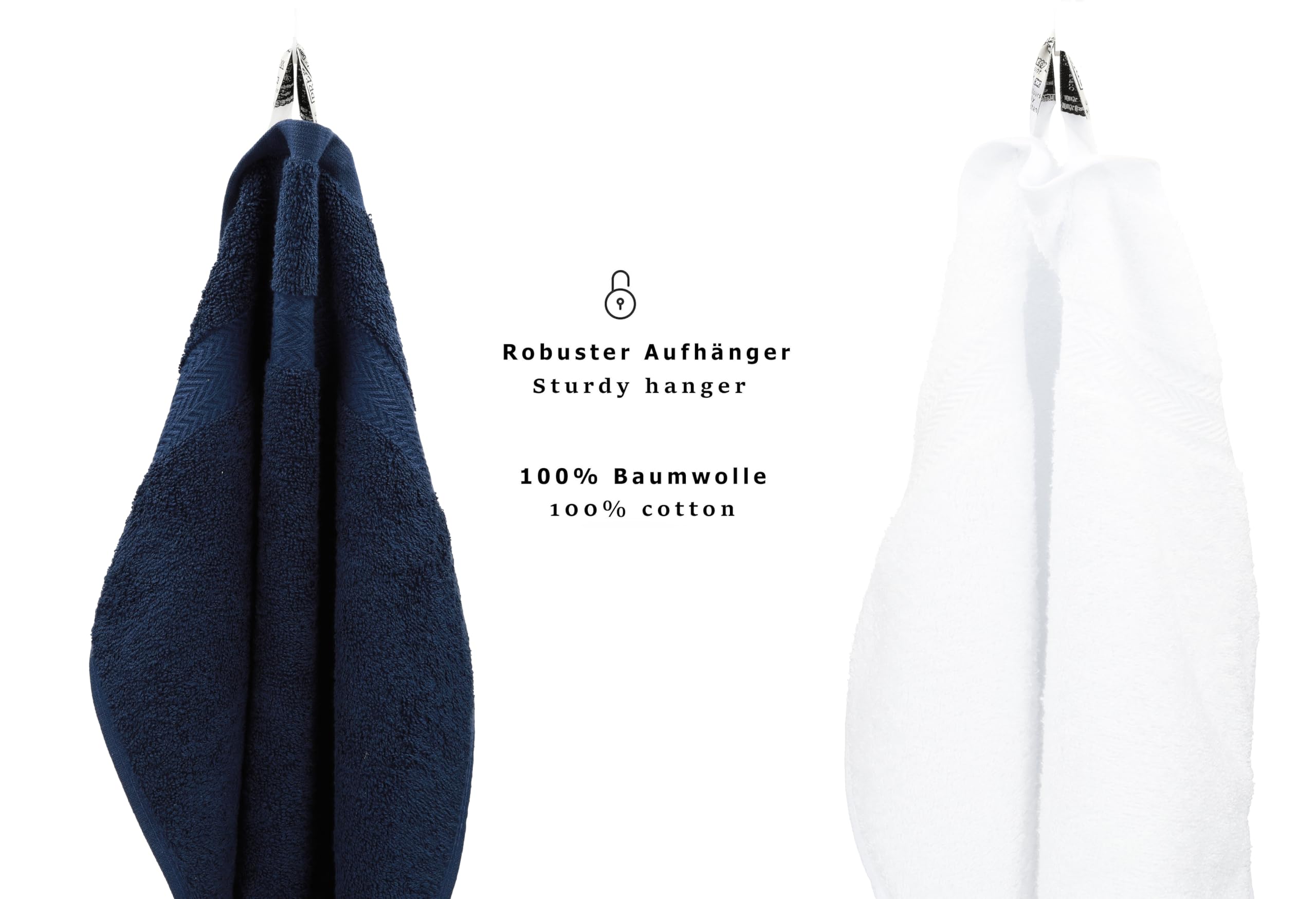 Betz Juego de 10 Toallas Classic 100% algodón 2 Toallas de baño 4 Toallas 2 Toallas de Mano 2 Toallas Cara de Color Blanco y Azul Oscuro