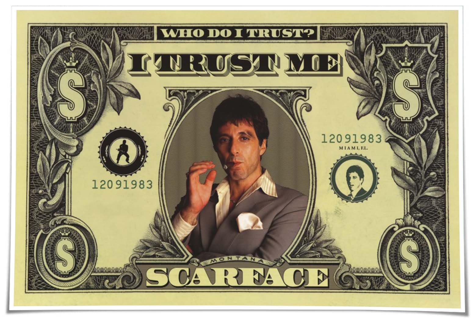 Preeklen Tin Sign 086 Tony Montana Scarface Movie Decorative Room Painting Walls Modern Prints On Tin Sign Artwork Giclee Artwork Poster Landscape Horizontal Picture 12X16 Inch