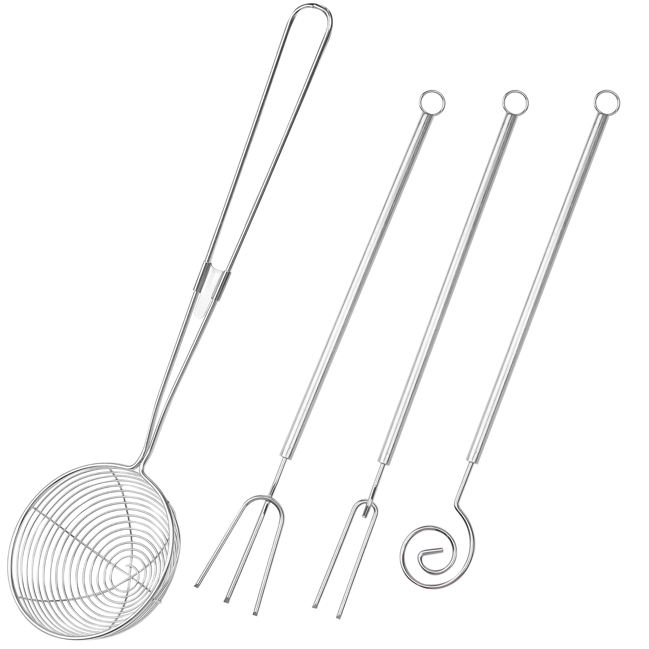 4 Pieces Chocolate Dipping Tool Fork, Candy Coating Set, Fondue, 3-Prong, 2-Prong, Ball Fork, Slotted Spoon Dipper Skimmer Supplies Kit for Pralines Truffles Chocolates Handmade Dessert Making Kitchen