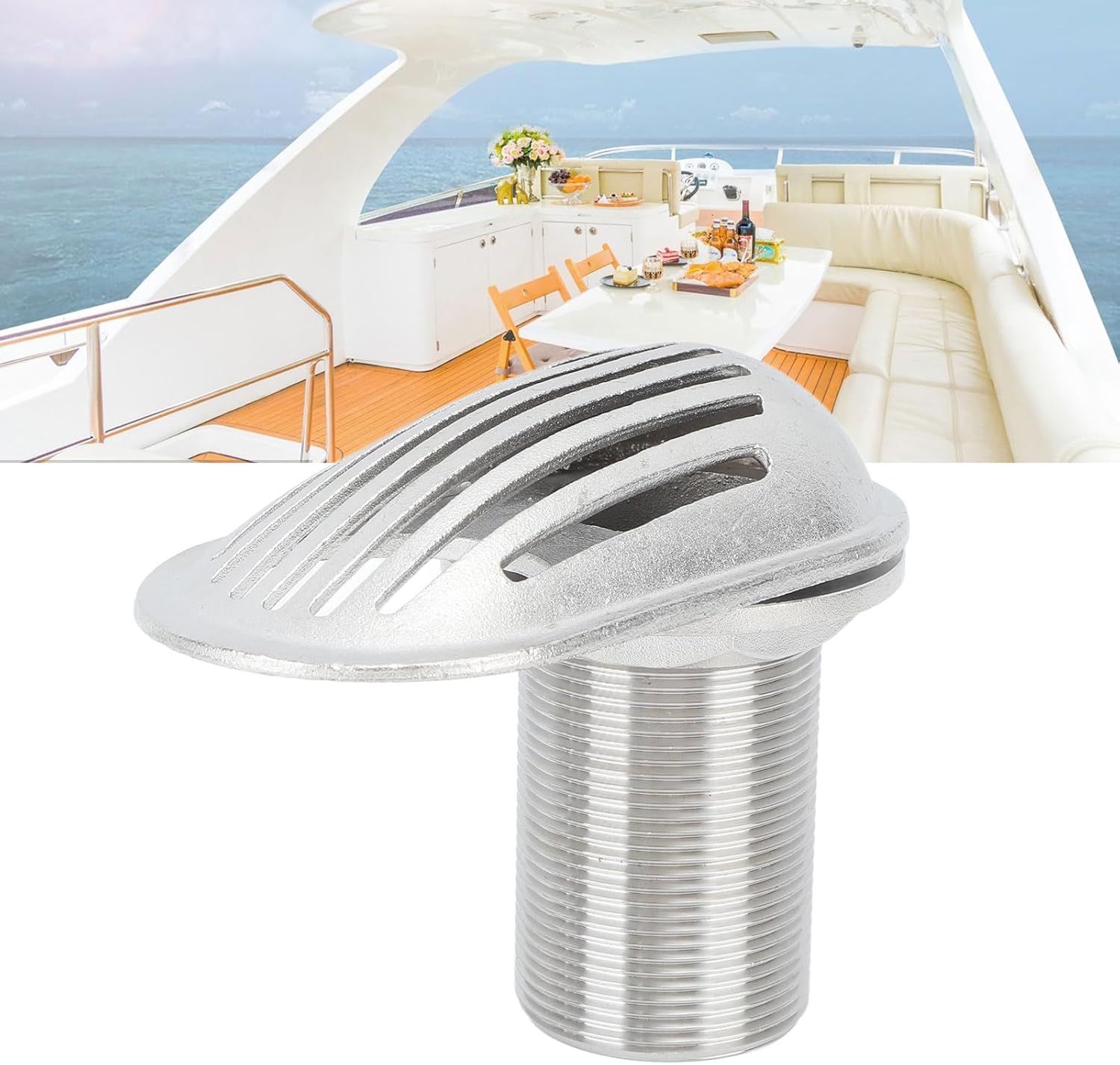 1-1/2 Marine Boat Intake Strainer, 316 Stainless Steel Embedded Thru Hull Water Pickup Filter Scoop, Thru Hull Fittings for Boats Inlet 1/2 Filter Scoop for Yacht, Marine Boat, Kayak etc