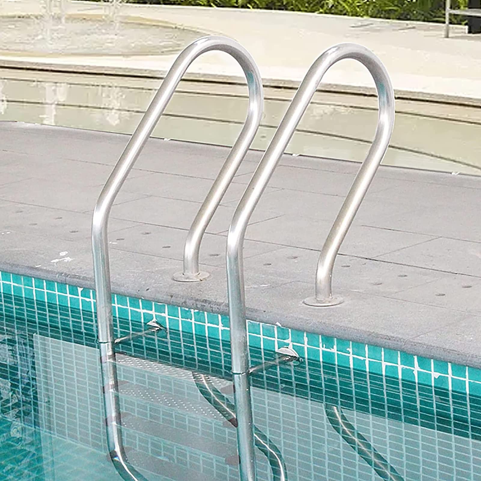 4 Step Stainless Steel In-Pool Ladder W/Non-Slip Footstep, In-Ground Pool Ladder, Entry And Exit System For In-Ground Swimming Pools, No Pre-Embedded