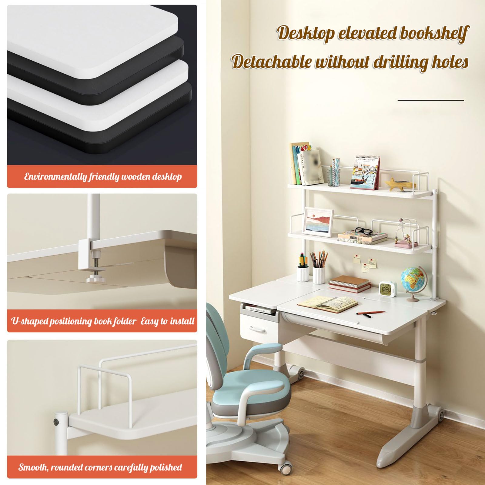 Estante de escritorio para oficina y dormitorio, estante de almacenamiento de libros y artículos de papelería para oficina en casa