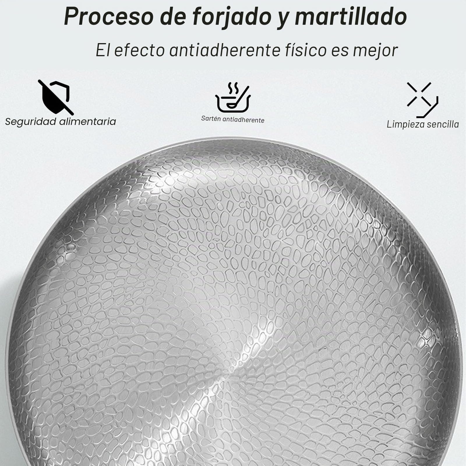 Sartén de titanio Ø 28 cm, sartén de titanio sin revestir, sartén antiadherente resistente a los arañazos, sartén martillada, sartén premium para inducción, resistente al horno y al horno