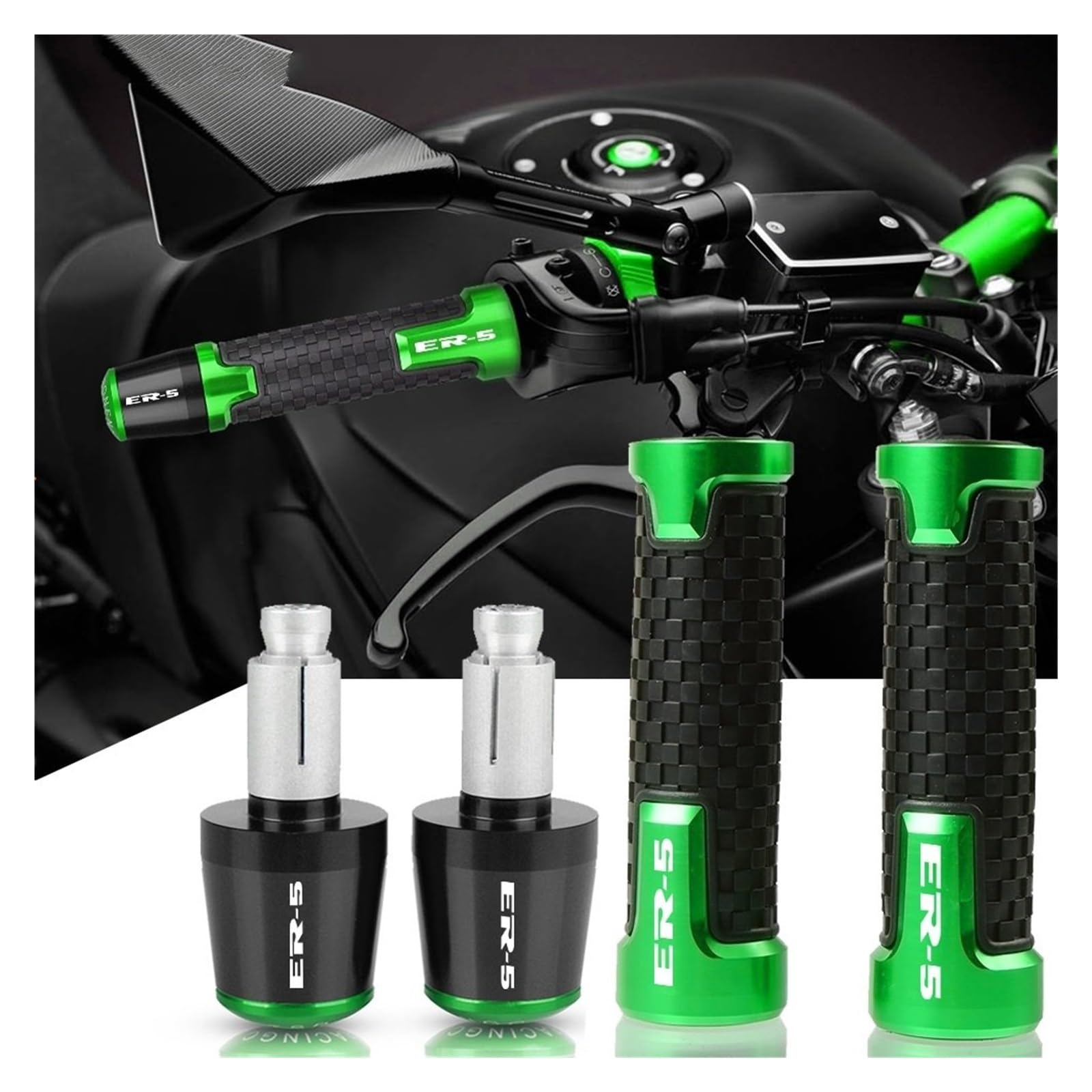 Motorradknopfgriff Lenkerabdeckung Für ER5 ER-5 Motorrad Lenker Griffe Ende Griff Hand Bar Enden Grip CNC Aluminium