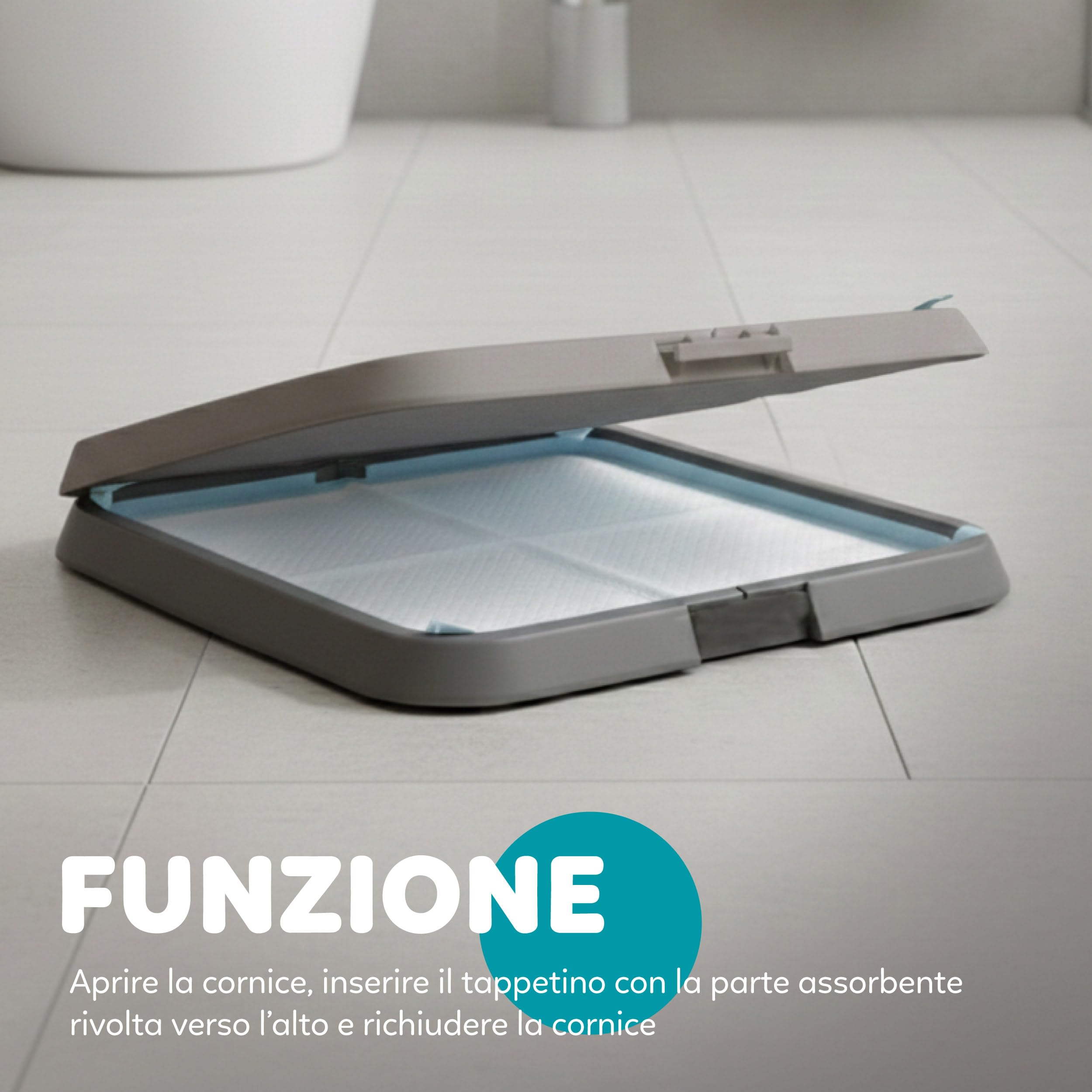 AqpetFriends Lettiera per Cani con Vassoio Porta Tappetini Assorbenti 60x60 cm, Base Antiscivolo per Traversine Igieniche, Ideale per Addestramento Cuccioli e Uso Domestico