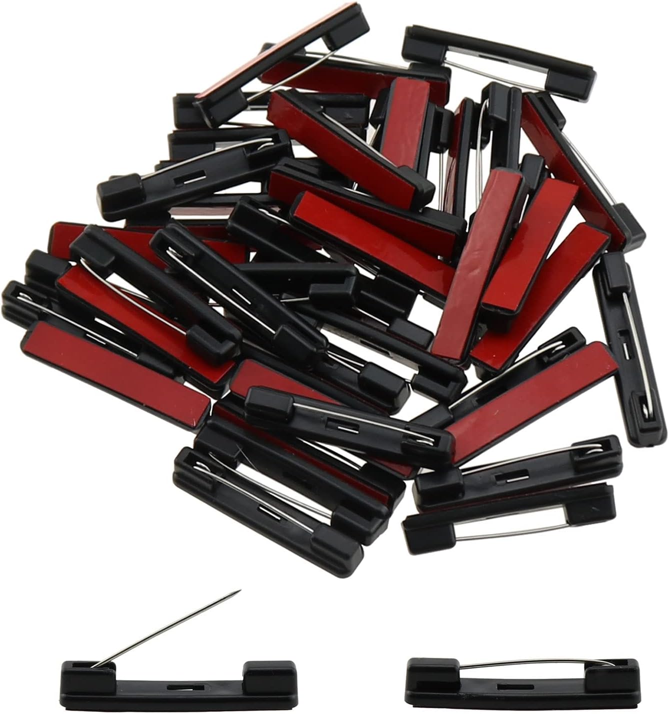 100 White Safety Pin Bar with Adhesive, badge pin backs