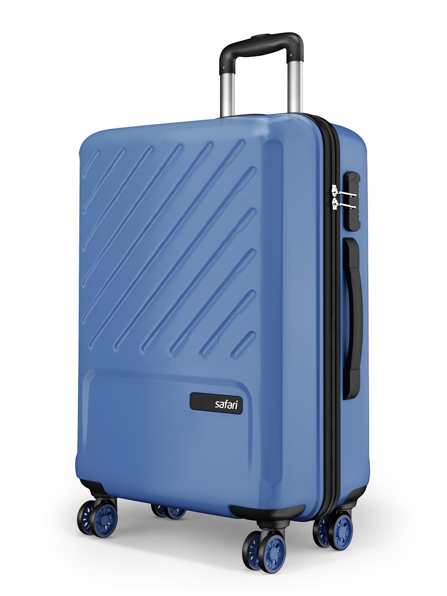 Safari Large Symphony 76cm Trolley Bag Hard Case Polypropylene, 8 Spinner Wheels, 360 Degree Wheeling Carry on Luggage, Travel Bag, Suitcase for Travel, Trolley Bags for Travel, Steel Blue