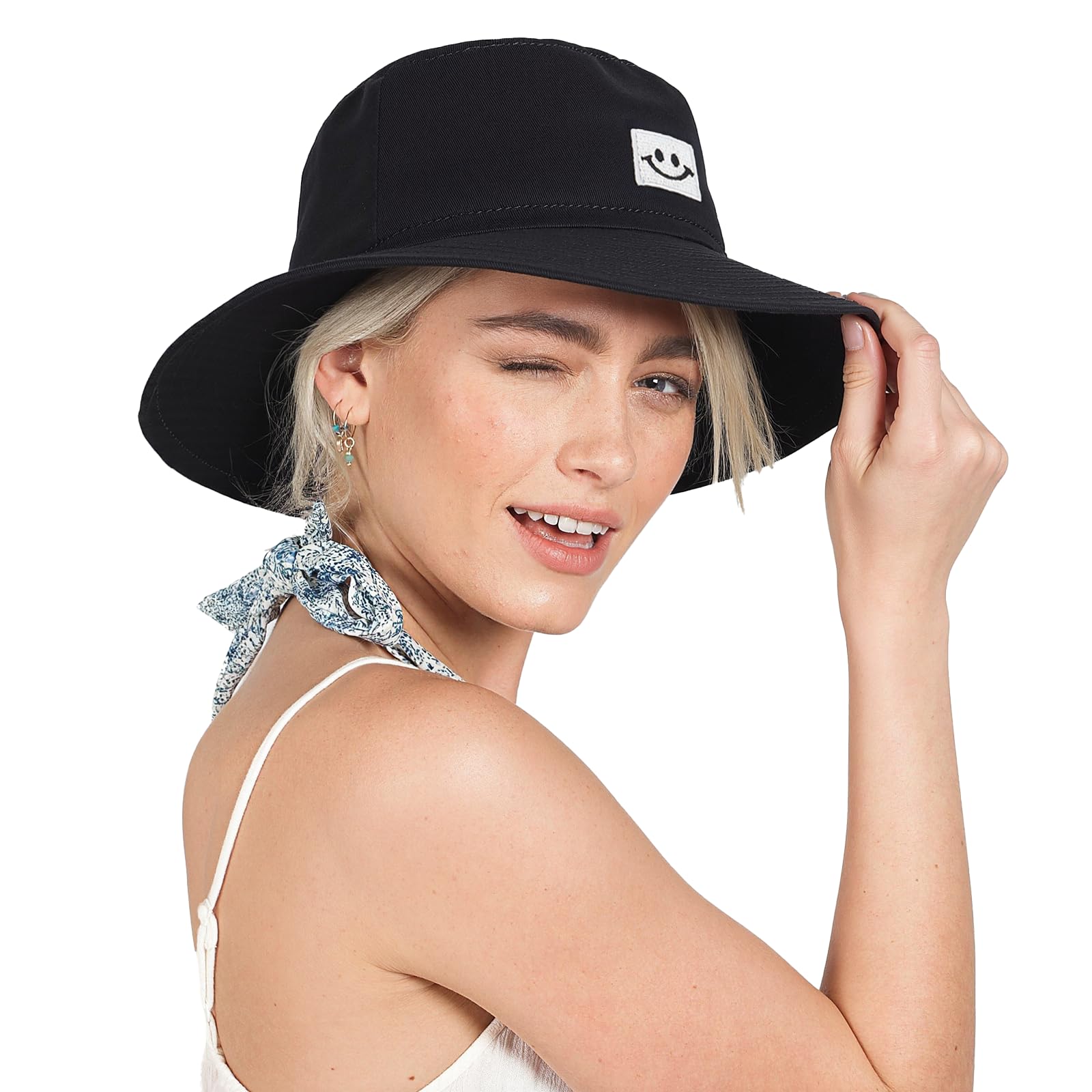 2 Piezas Gorro Pescador Hombre Mujer, Bucket Hat Algodón Plegable Sombrero de Cubo Verano Sombrero de Pesca Sombrero de Sol de Playa para Excursionismo Cámping Viaje Senderismo (Negro, Blanco)