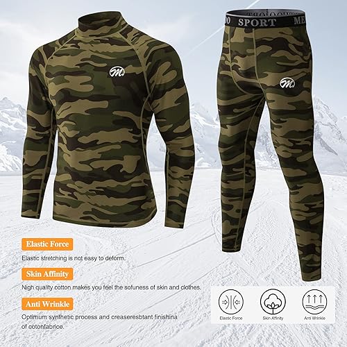 Miniatura 2 de mens Compression Base Layers Long Johns Winter Gear With Fleece Lined for Skiing