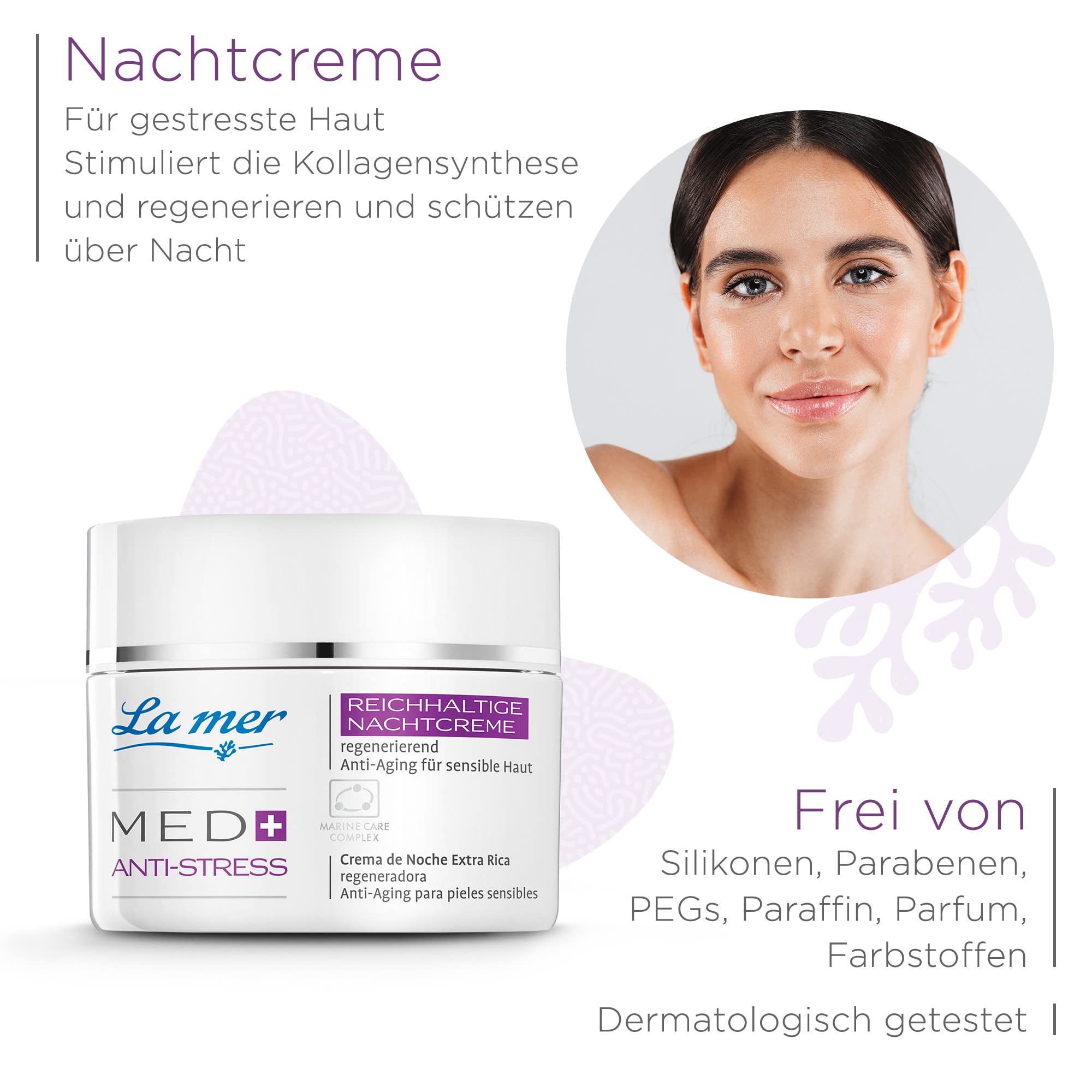 La mer MED+ Anti-Stress Reichhaltige Nachtcreme, mit Panthenol, 50 ml