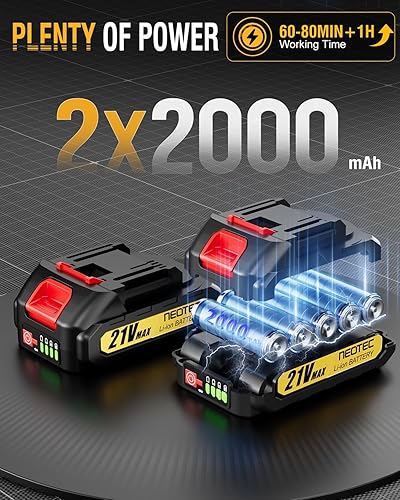 Miniatura 2 de NEOTEC - Mini motosierra inalámbrica de 6 pulgadas, motosierra eléctrica de mano de 4000 mAh, funciona con batería con doble bloqueo de seguridad,