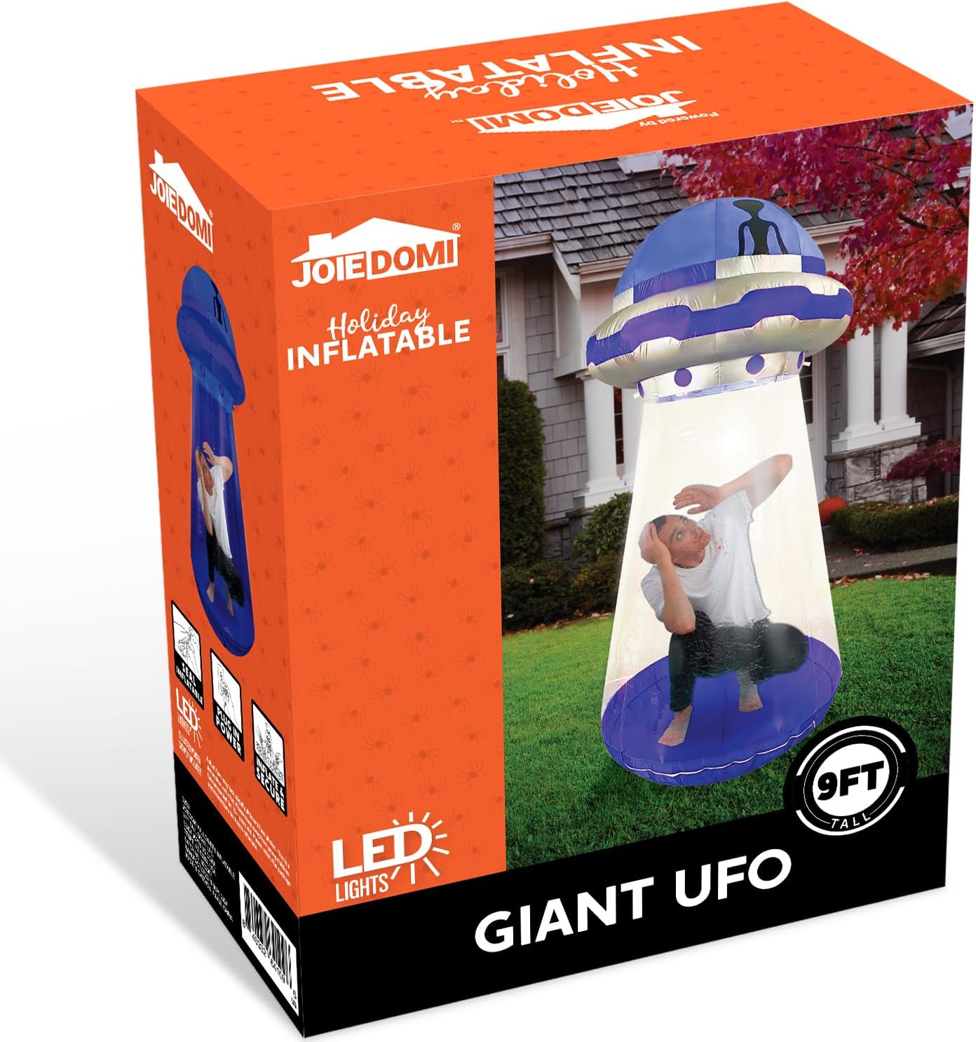 Joiedomi Halloween Inflatable UFO Decoration, 9 FT Tall Giant Halloween Blow Ups UFO Alien Decorations with Built-in LEDs for Outdoor Yard Decor