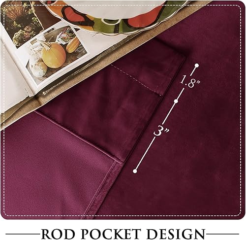 Miniatura 3 de StangH Cortinas de terciopelo de 96 pulgadas de largo, cortinas de lujo burdeos con tela de terciopelo supersuave, paneles de cortina de privacidad