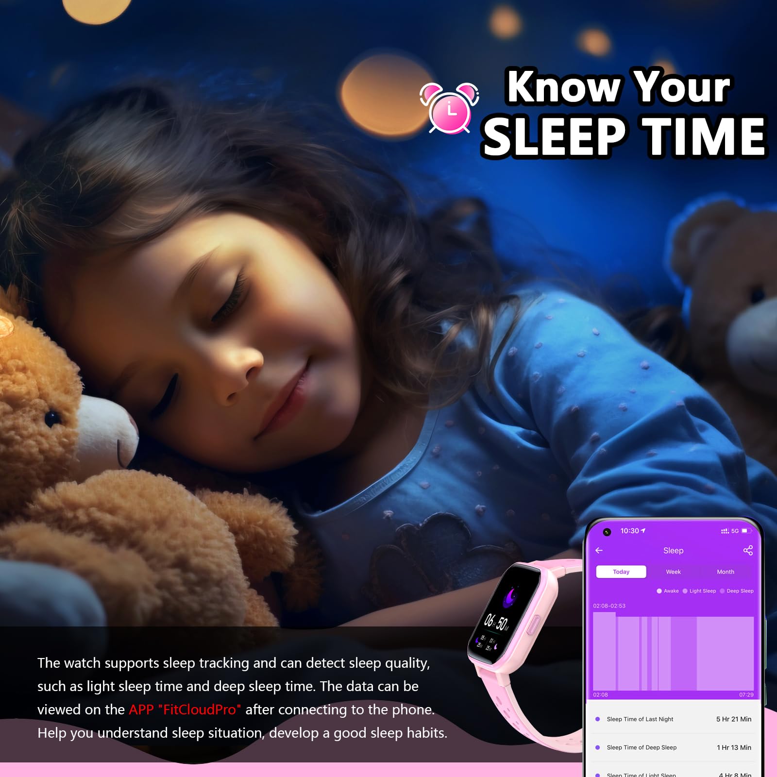 JOYELE Smartwatch Orolorio Bambino Bambina, Orologio Fitness Smart Watch 20 Modalità Sportive, Monitoraggio Sonno/Frequenza Cardiaca, Fitness Tracker per Android iOS (Rosa)