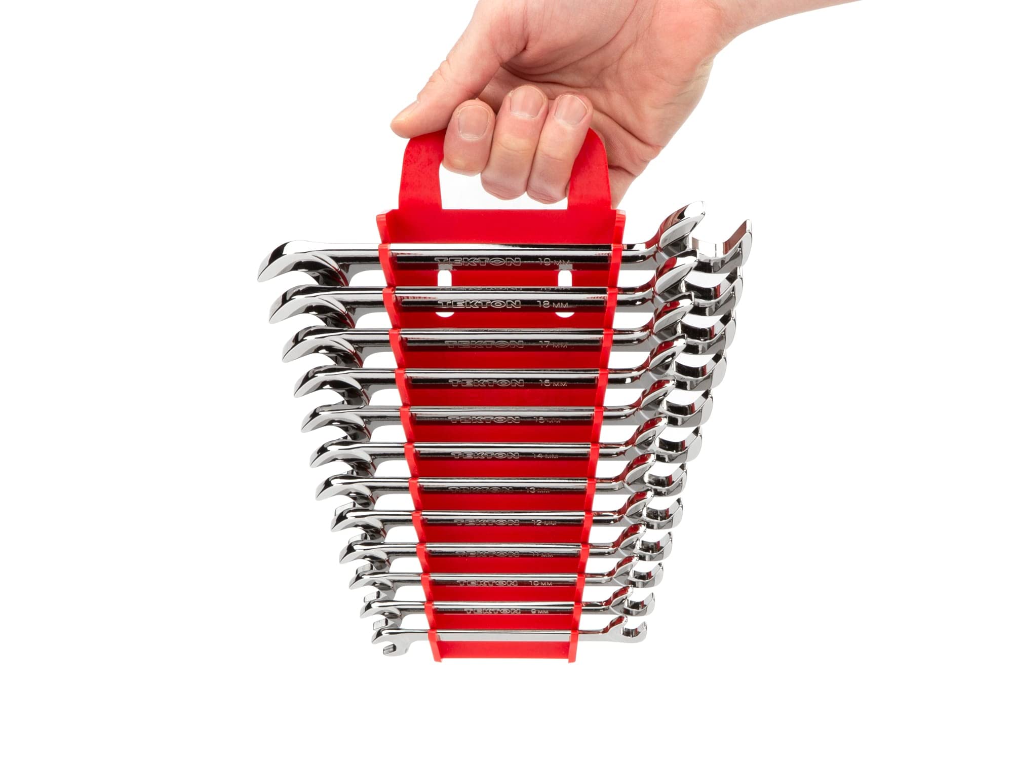 TEKTON WAE91201 zestaw kluczy kątowych z otwartym końcem, 12-częściowy (8-19 mm) - uchwyt | Wyprodukowano w USA | WAE91201