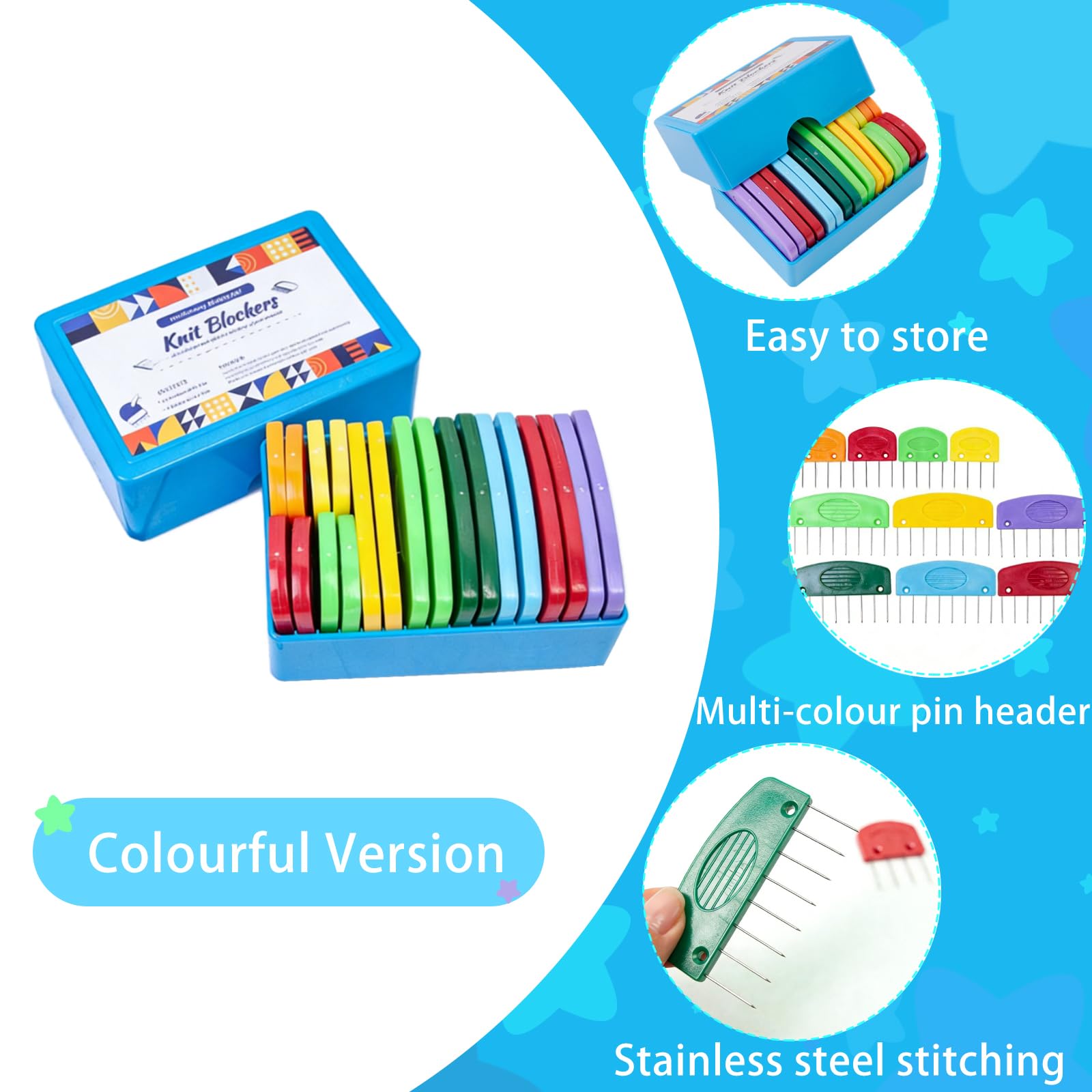 20 Pezzi Knit Blockers Box, Pettini per Blocchi per Maglia, Pettini Bloccanti per Lavori a Maglia, Set di Combs per Ferri a T, Lavoro Fisso per Maglieria Sciarpe e Maglioni, Colorata