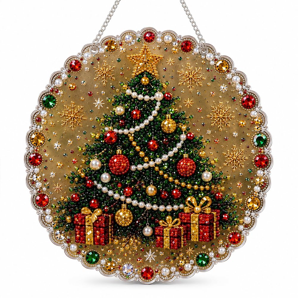 Christmas Pearl Diamond Art Kit, 9.9in Acrylic Suncatcher